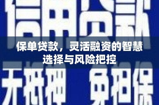 江西保单贷款，灵活融资的智慧选择与风险把控