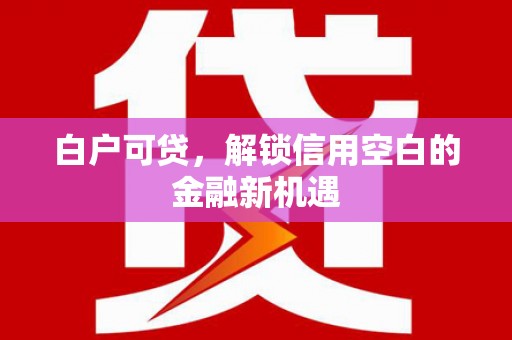 盈江白户可贷，解锁信用空白的金融新机遇