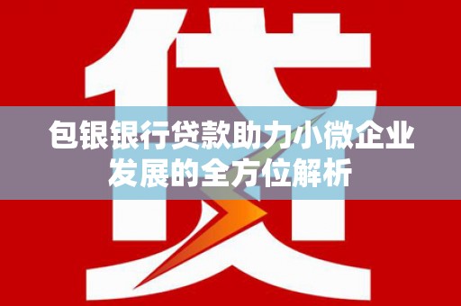 贡寮包银银行贷款助力小微企业发展的全方位解析