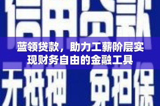 庄浪蓝领贷款，助力工薪阶层实现财务自由的金融工具