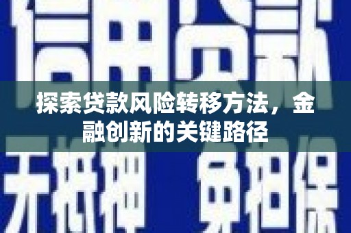 茶陵探索贷款风险转移方法，金融创新的关键路径