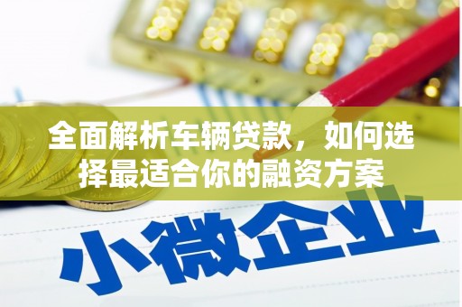 宣城全面解析车辆贷款，如何选择最适合你的融资方案